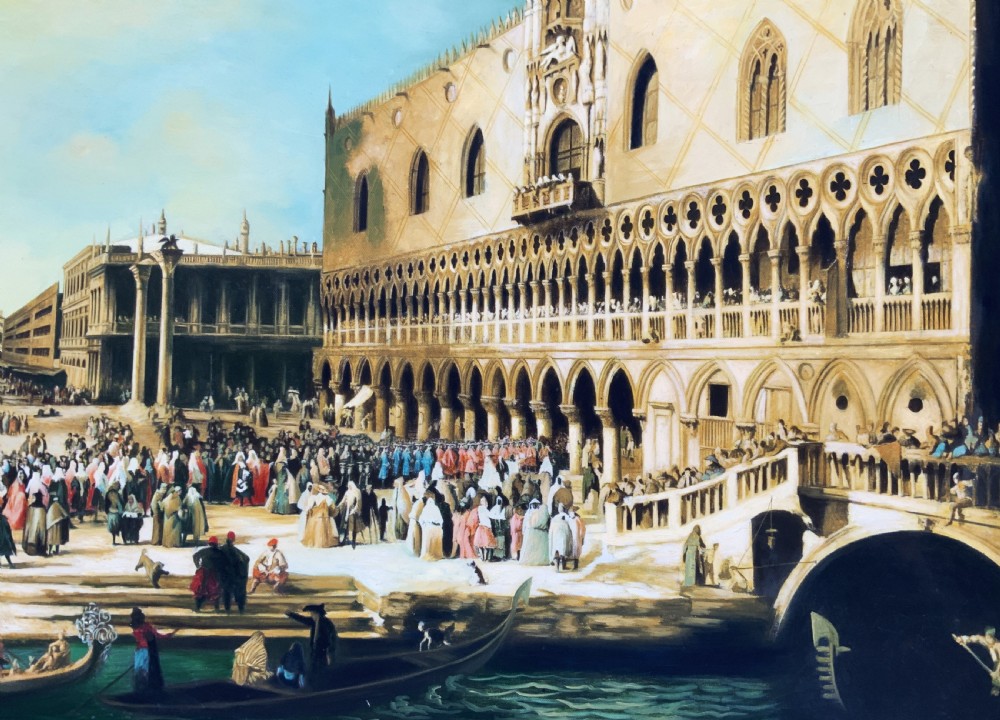 Huge Venice Cityscape Print on Canvas 18th-Century Style Picture After Canaletto View XII