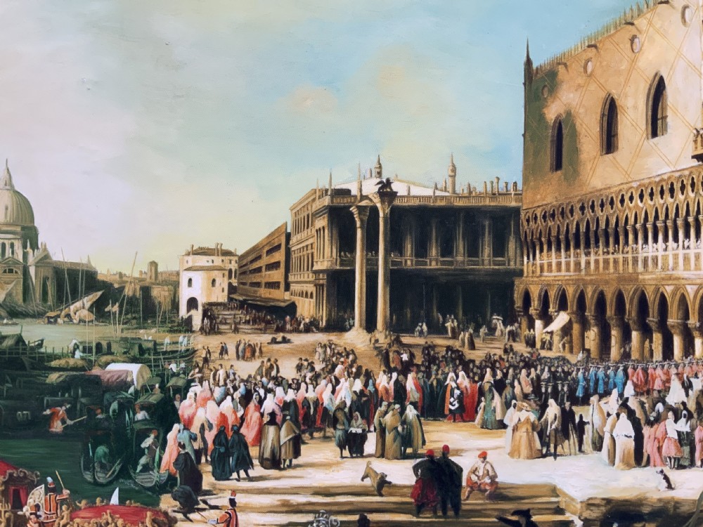 Huge Venice Cityscape Print on Canvas 18th-Century Style Picture After Canaletto View XIV