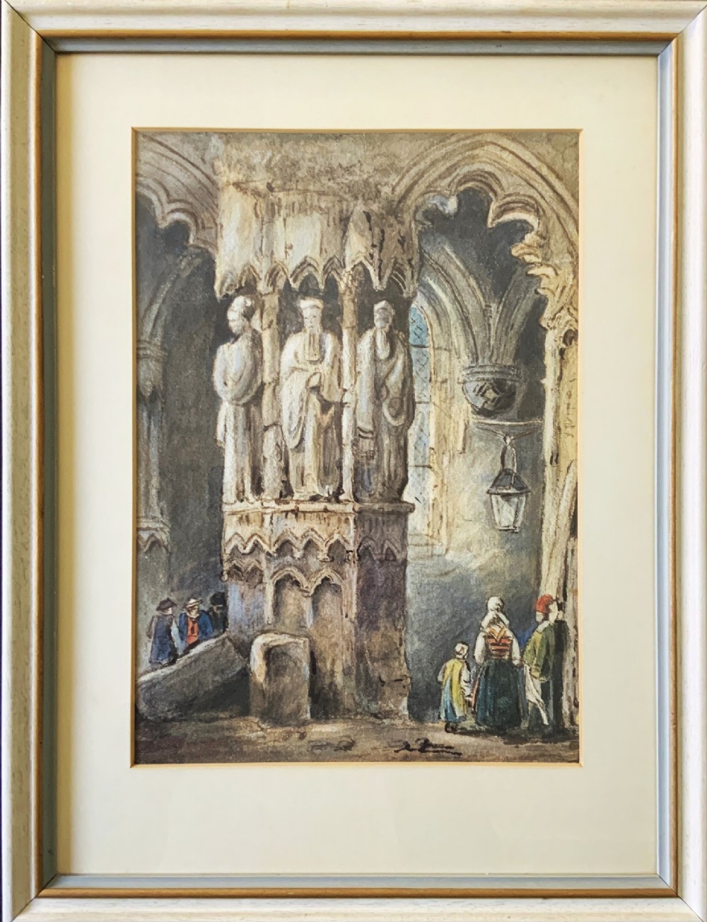 Samuel Prout (1785-1852) Historical Church Interior Watercolour Painting (1of2)