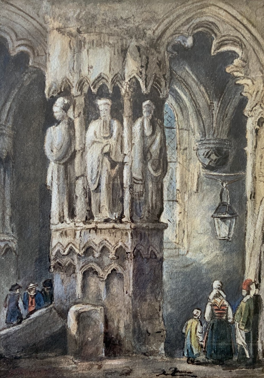 Samuel Prout (1785-1852) Historical Church Interior Watercolour Painting (1of2) View II