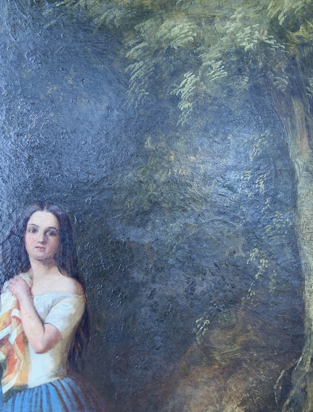 Large 19th-Century Antique Portrait Oil Painting Female Brunette (1 of 2) View X