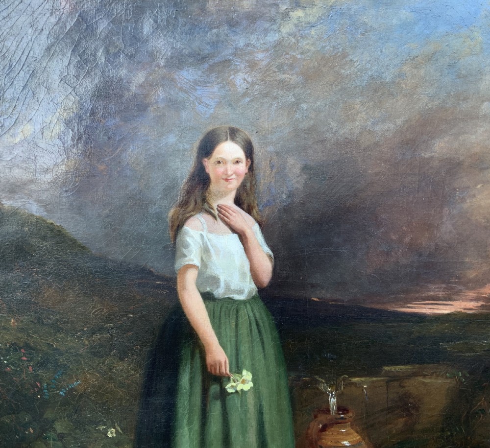 Large 19th-Century Antique Portrait Oil Painting Female Brunette (2 of 2) View IV