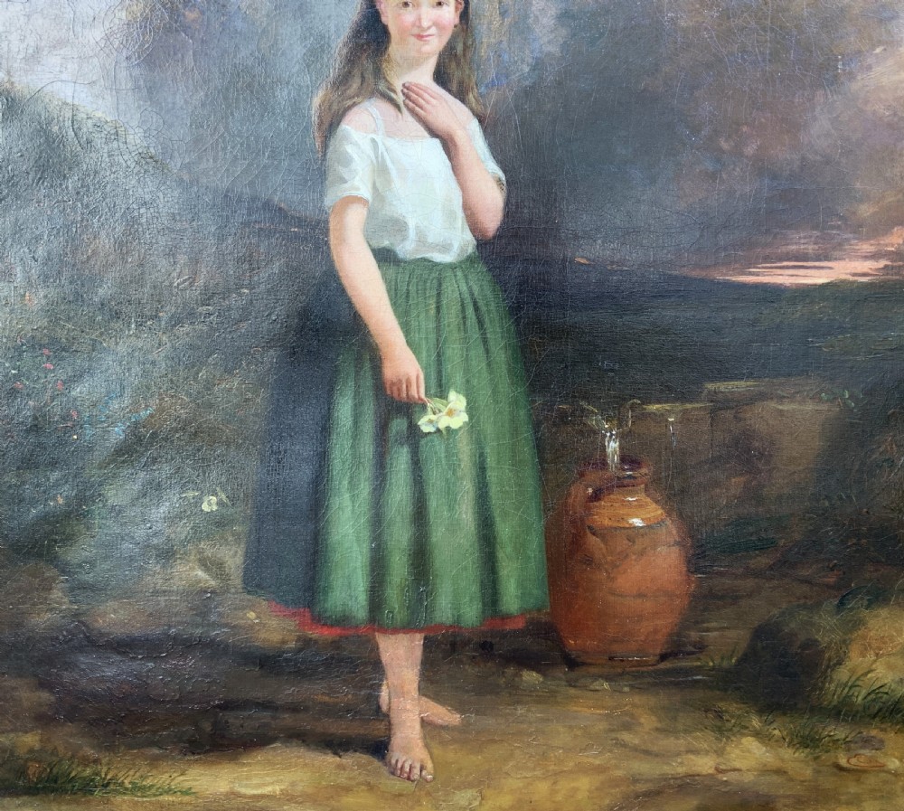Large 19th-Century Antique Portrait Oil Painting Female Brunette (2 of 2) View V