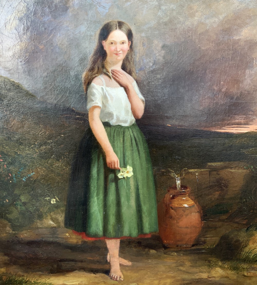 Large 19th-Century Antique Portrait Oil Painting Female Brunette (2 of 2) View VI