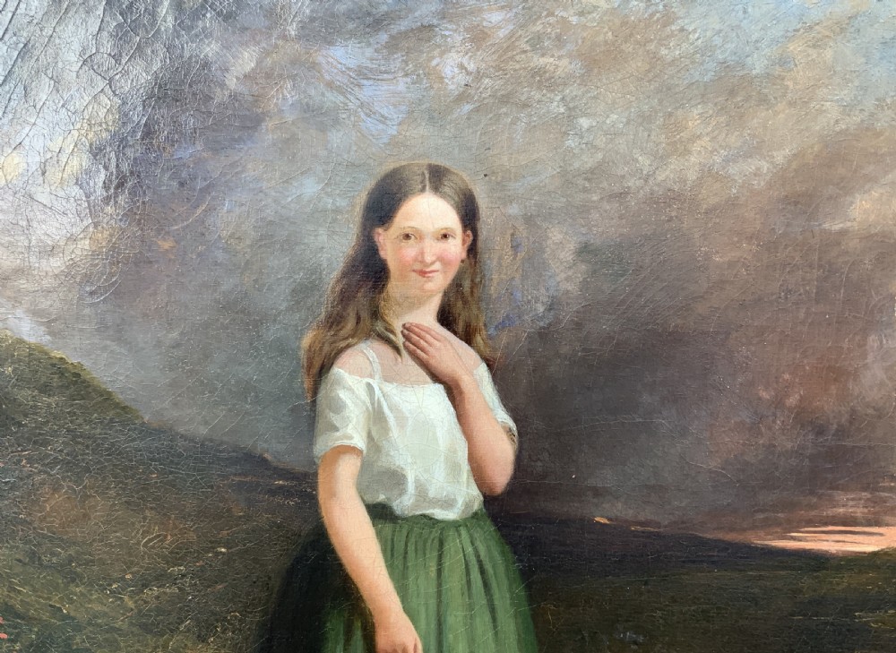 Large 19th-Century Antique Portrait Oil Painting Female Brunette (2 of 2) View X