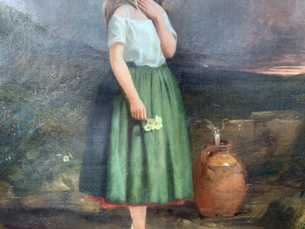 Large 19th-Century Antique Portrait Oil Painting Female Brunette (2 of 2) View XI