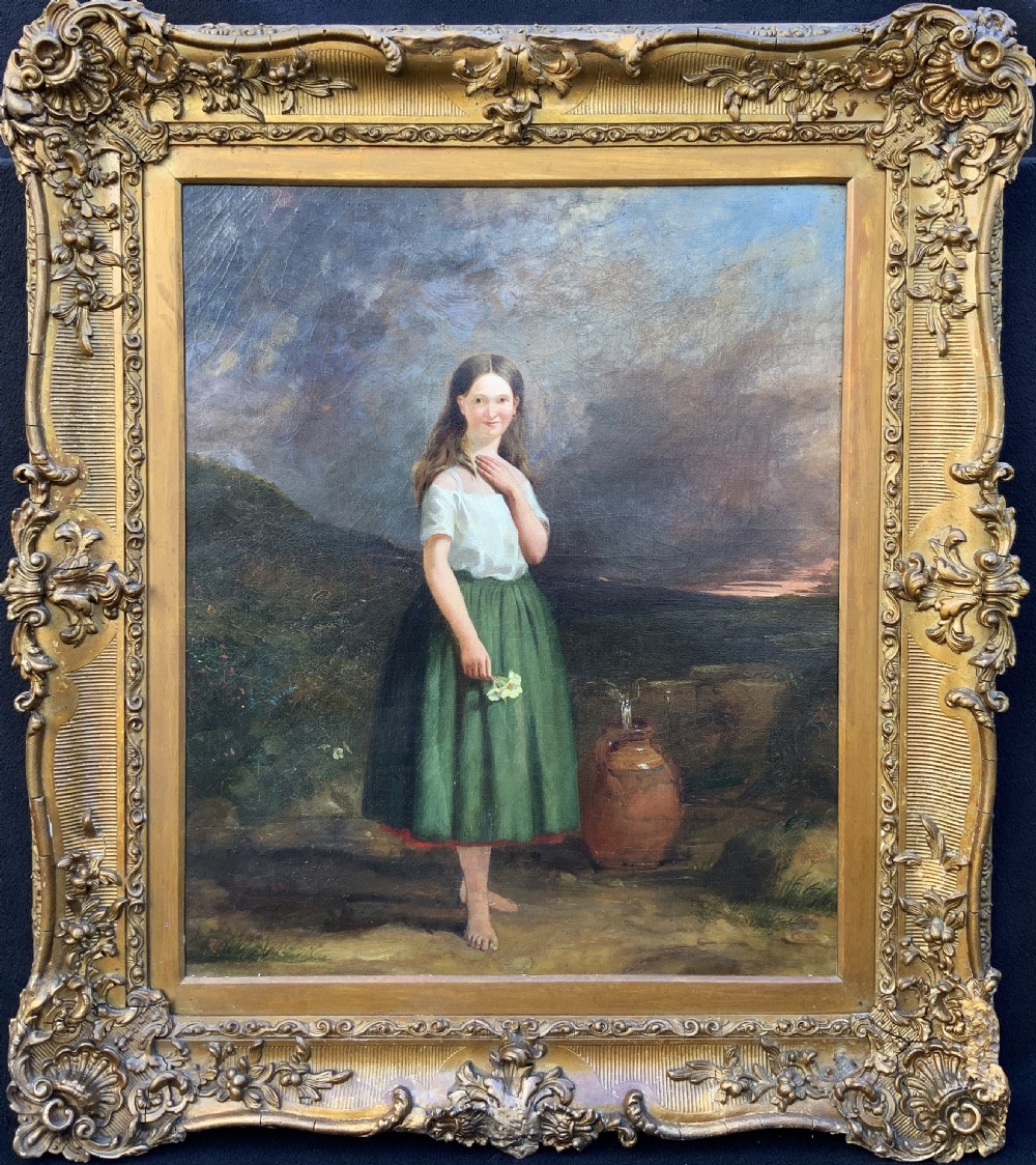 Large 19th-Century Antique Portrait Oil Painting Female Brunette (2 of 2) View XV