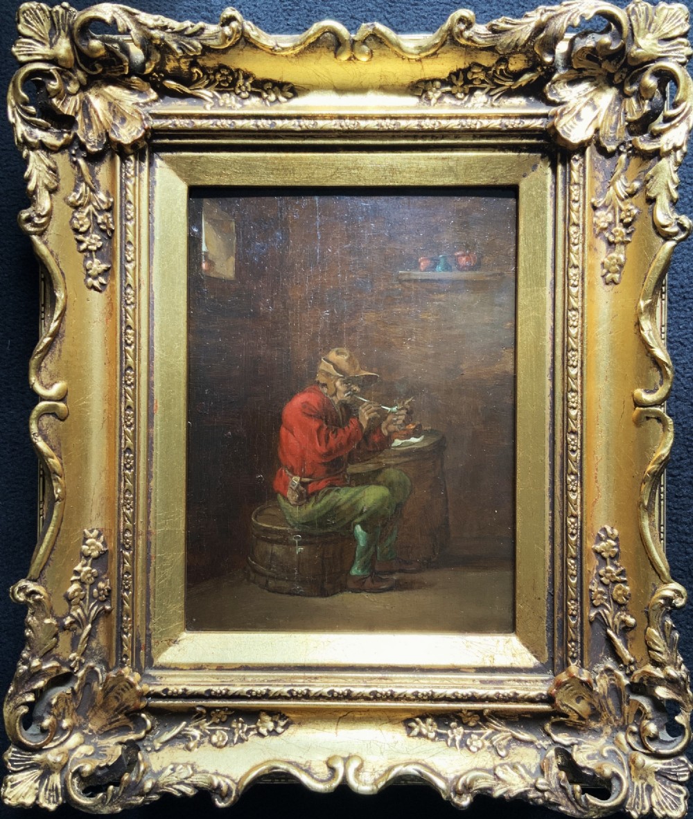 18th-Century Dutch Oil Portrait Painting Manner of David Teniers (1610-1690)