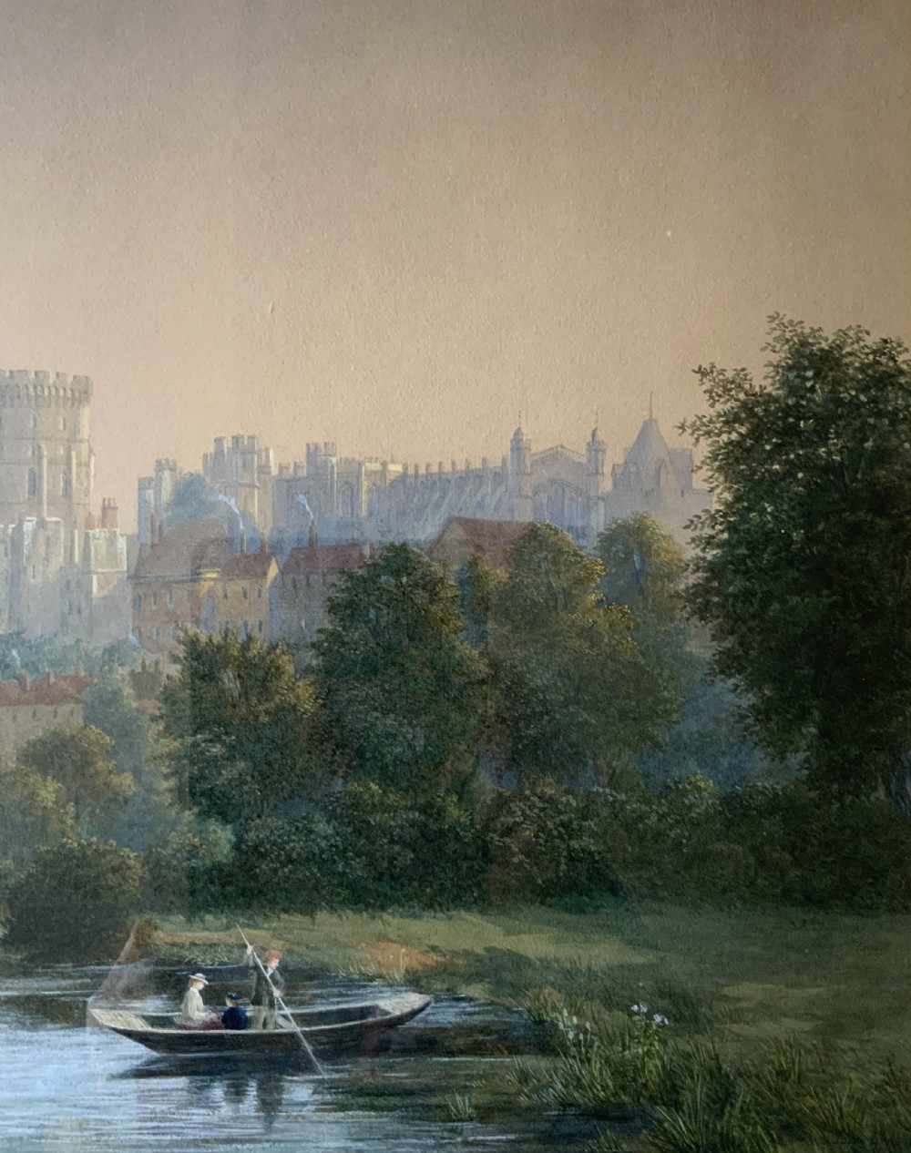 John Chase (1810-1879) Windsor Castle Watercolour Painting Riverscape Landscape View III