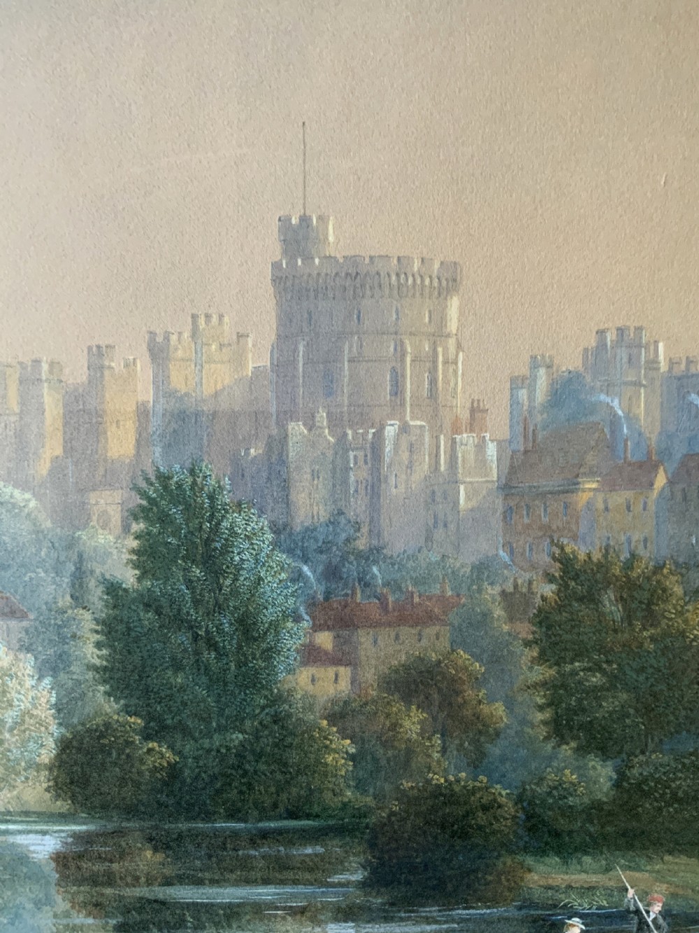 John Chase (1810-1879) Windsor Castle Watercolour Painting Riverscape Landscape View VIII