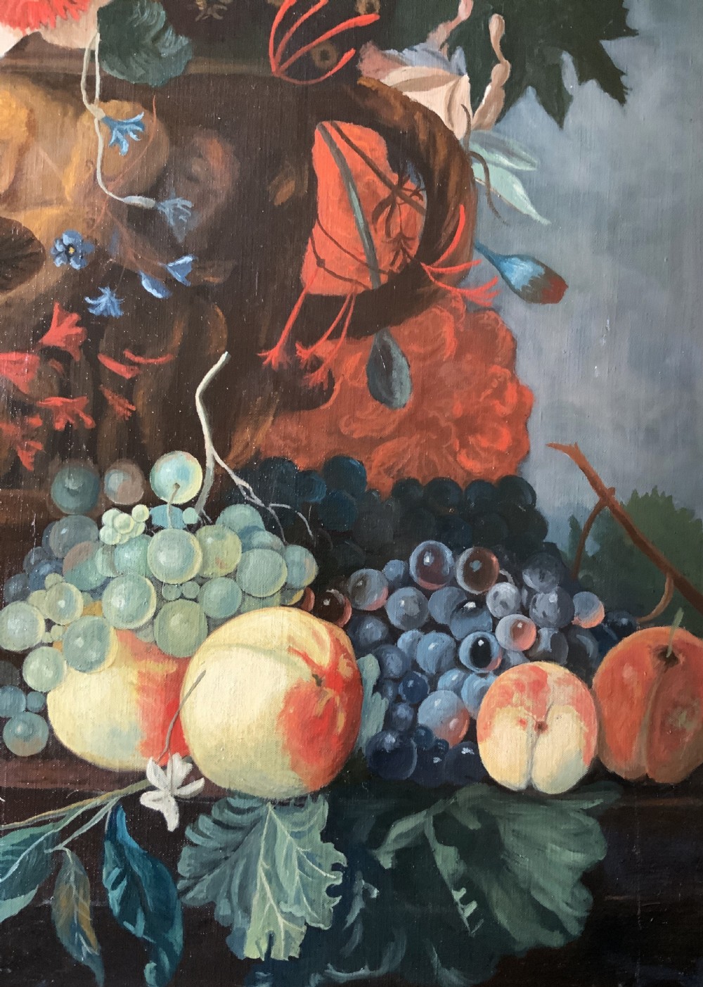 Large Fabulous Dutch Still Life Oil Painting 18thC Style Floral & Fruit (1 of 2) View VIII