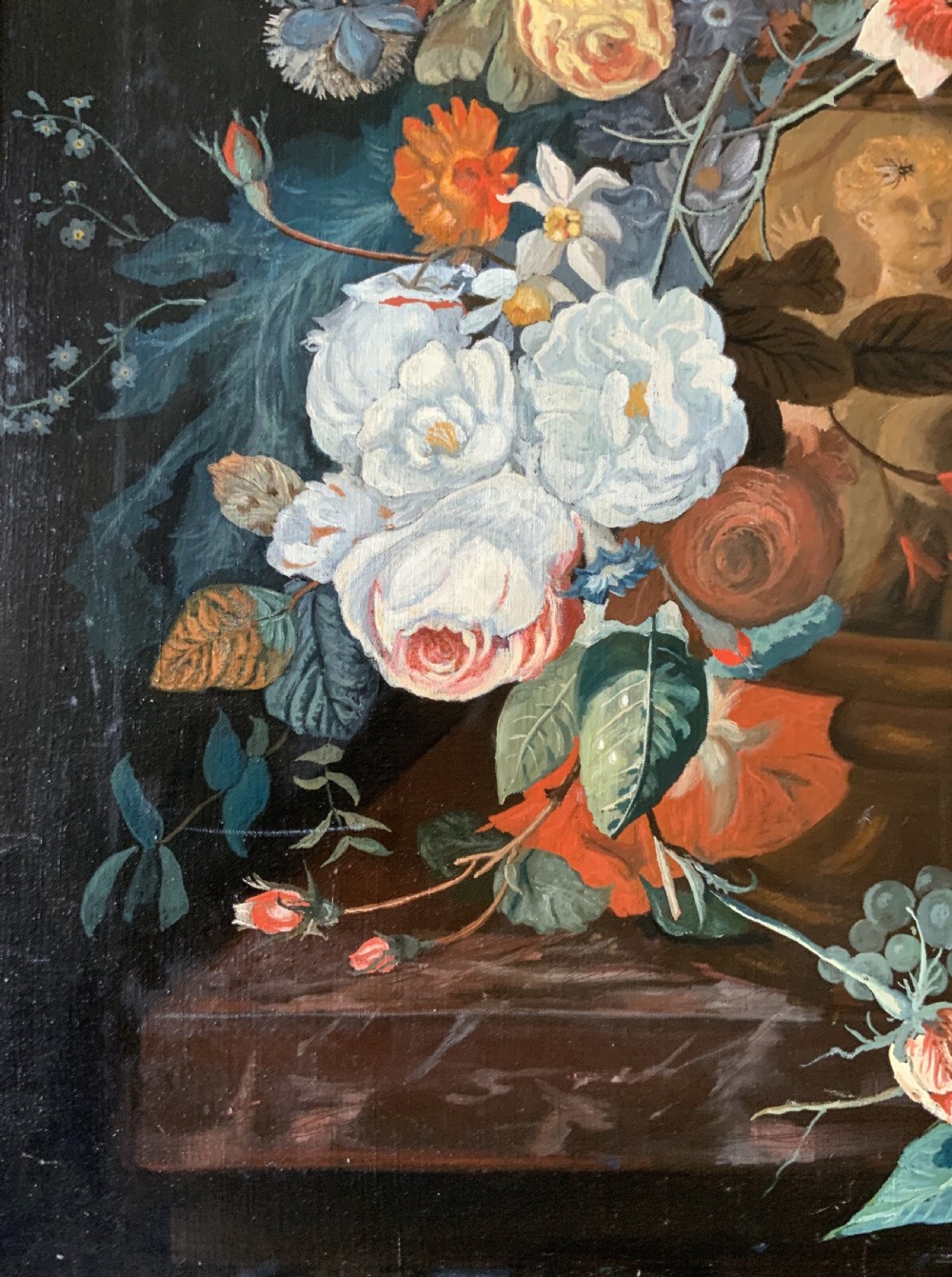 Large Fabulous Dutch Still Life Oil Painting 18thC Style Floral & Fruit (1 of 2) View IX