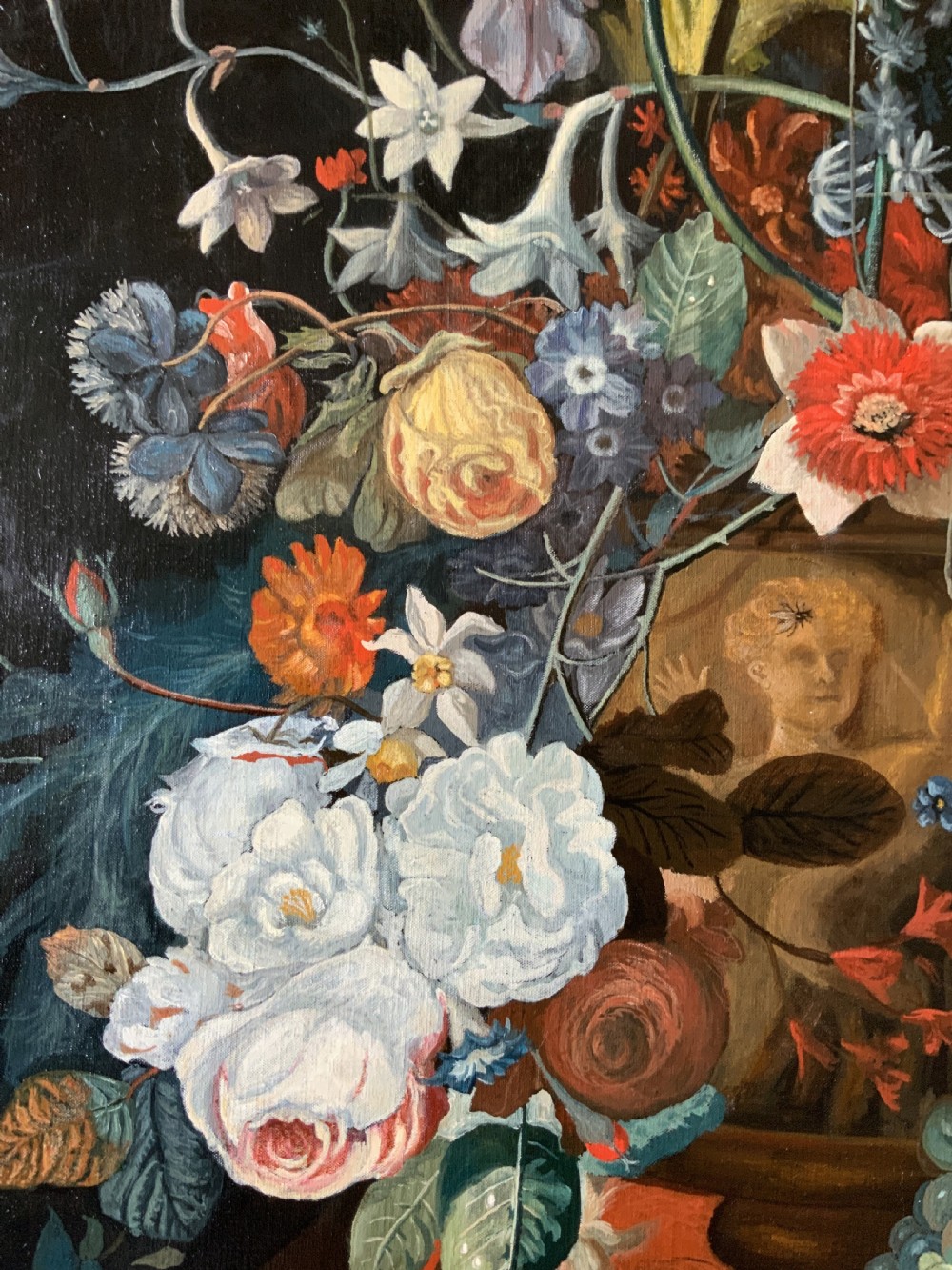 Large Fabulous Dutch Still Life Oil Painting 18thC Style Floral & Fruit (1 of 2) View X