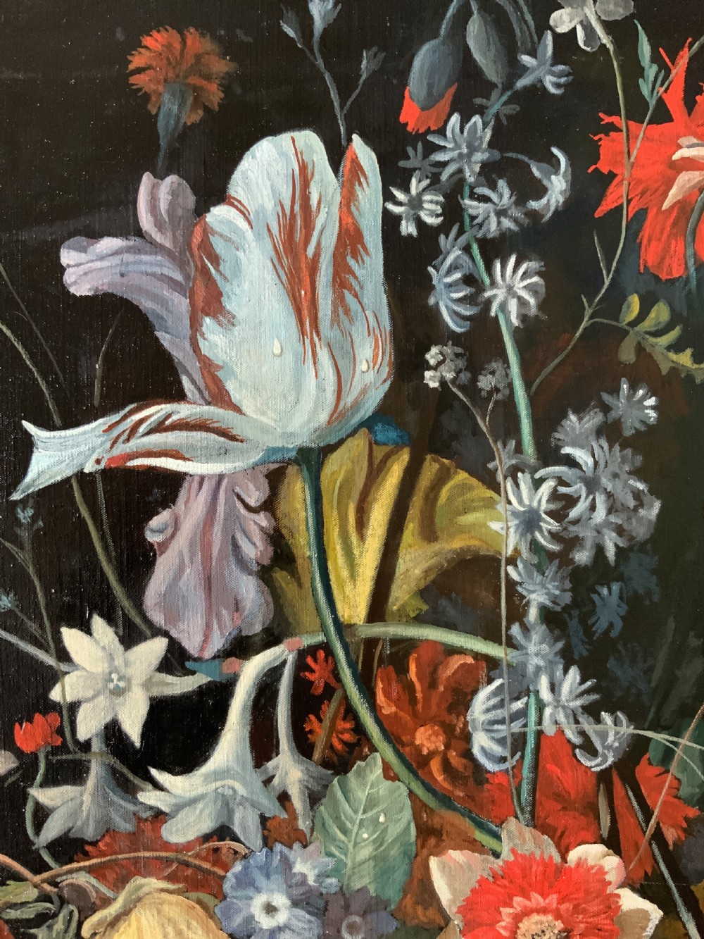 Large Fabulous Dutch Still Life Oil Painting 18thC Style Floral & Fruit (1 of 2) View XI