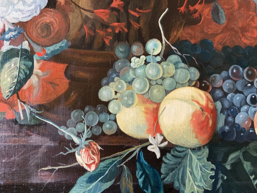 Large Fabulous Dutch Still Life Oil Painting 18thC Style Floral & Fruit (1 of 2) View XII