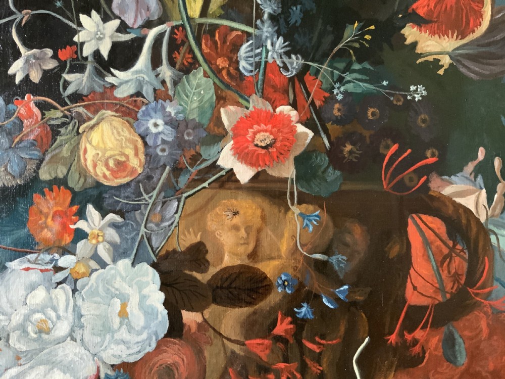 Large Fabulous Dutch Still Life Oil Painting 18thC Style Floral & Fruit (1 of 2) View XIII