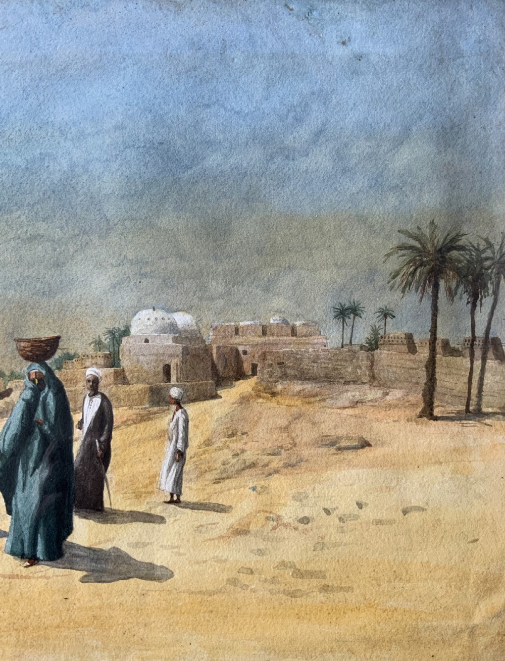 Early 20th-Century Antique Arabian Landscape Watercolour & Gouache Painting View III