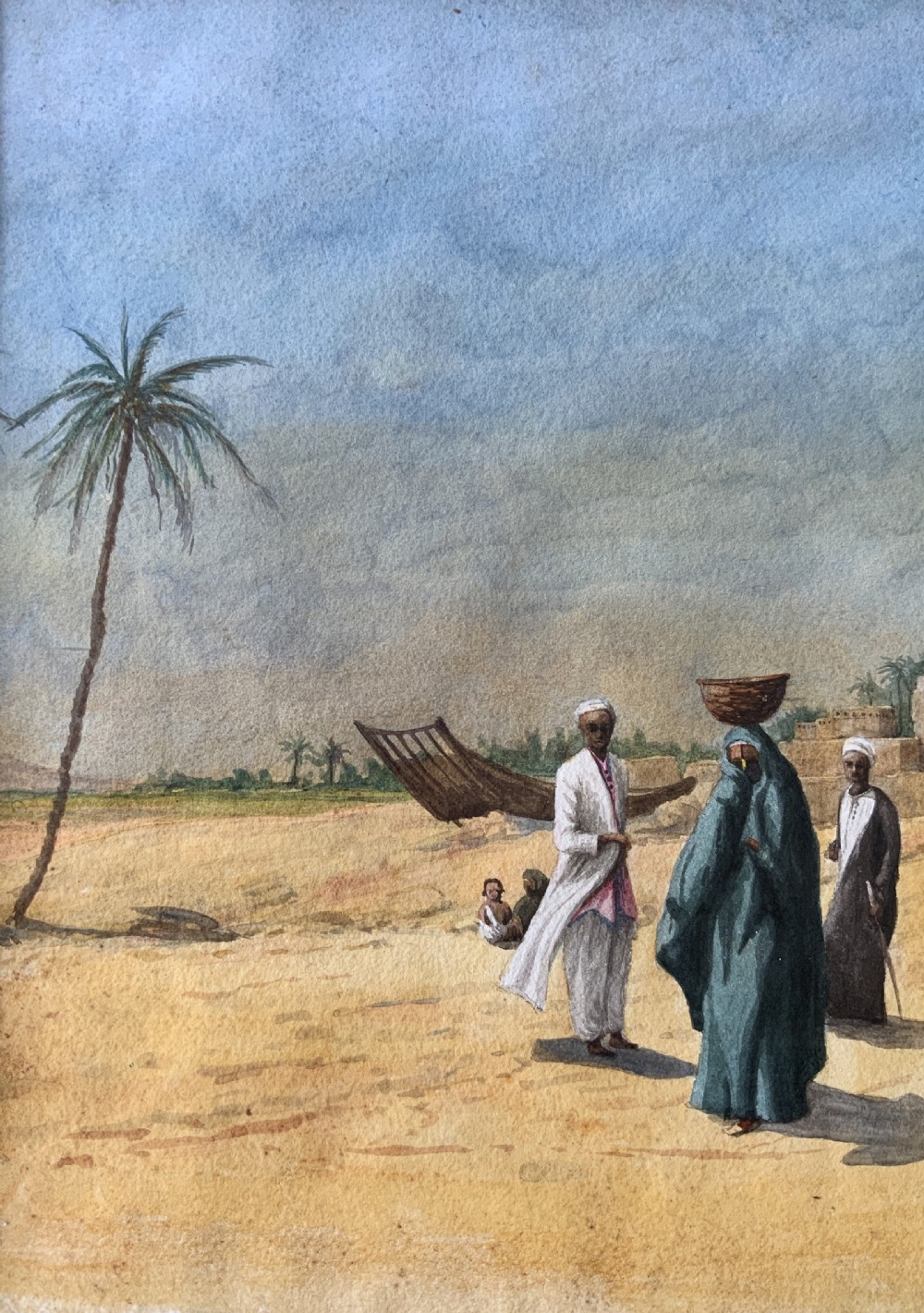 Early 20th-Century Antique Arabian Landscape Watercolour & Gouache Painting View V