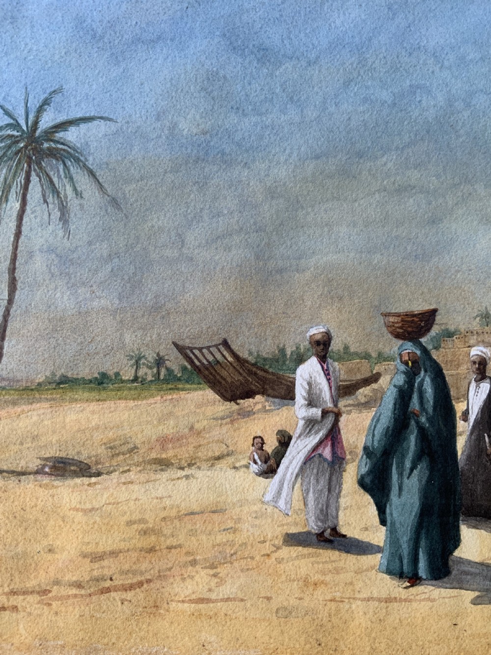 Early 20th-Century Antique Arabian Landscape Watercolour & Gouache Painting View VI