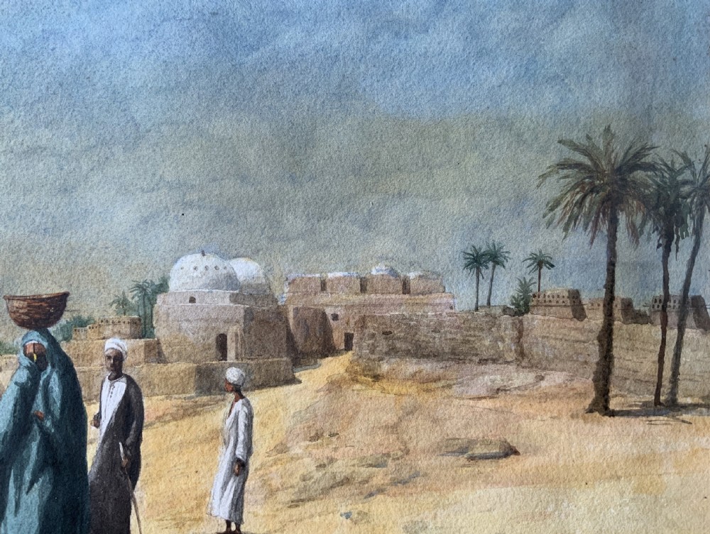 Early 20th-Century Antique Arabian Landscape Watercolour & Gouache Painting View VII
