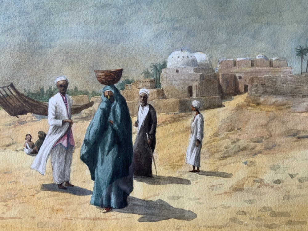 Early 20th-Century Antique Arabian Landscape Watercolour & Gouache Painting View VIII