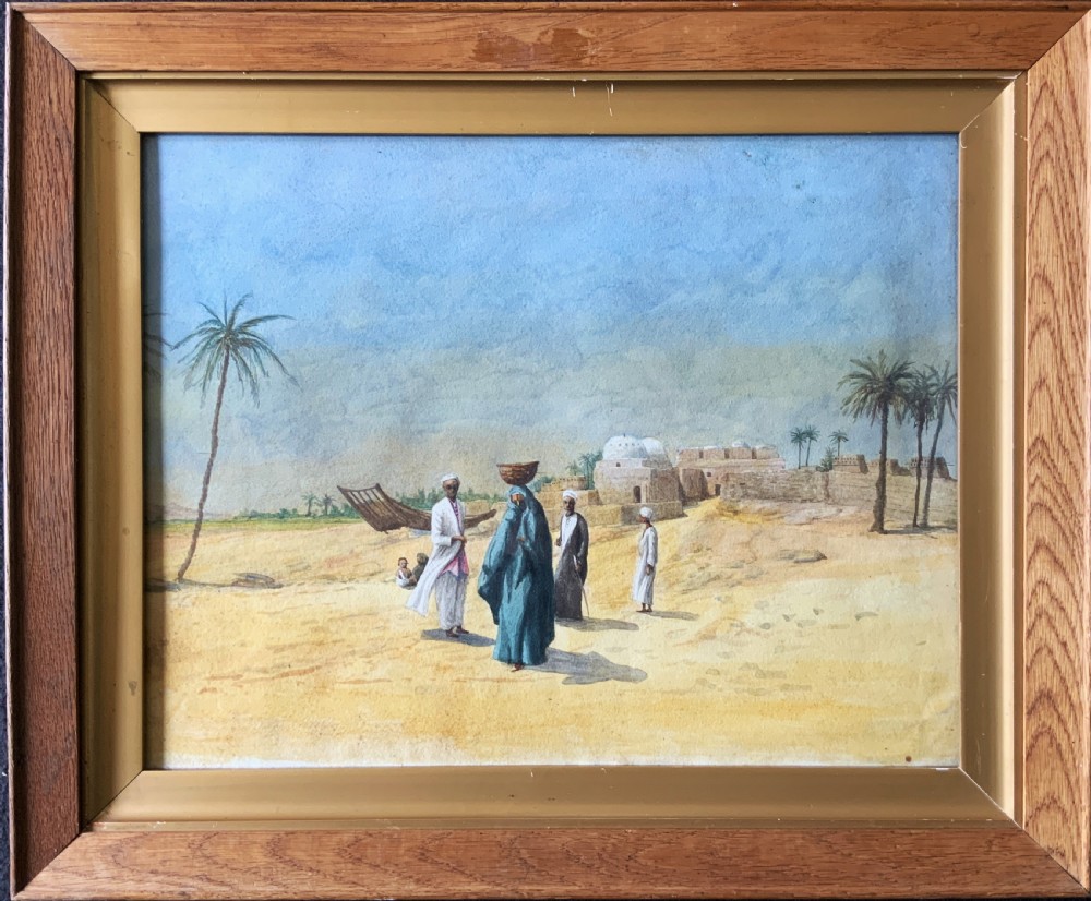 Early 20th-Century Antique Arabian Landscape Watercolour & Gouache Painting View XI