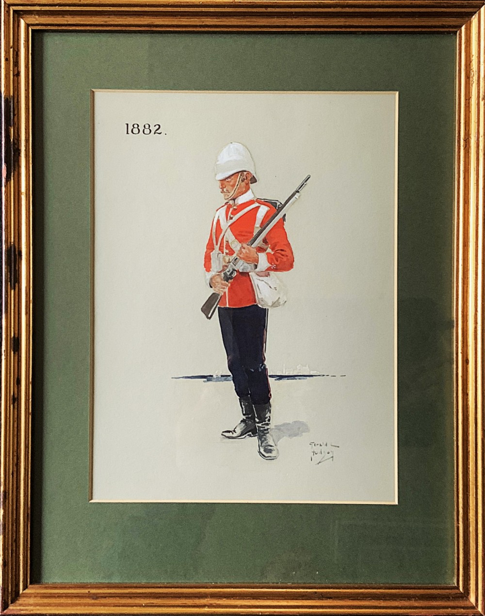 Military Watercolour Portrait Painting 1882 British Soldier (1 of 6)