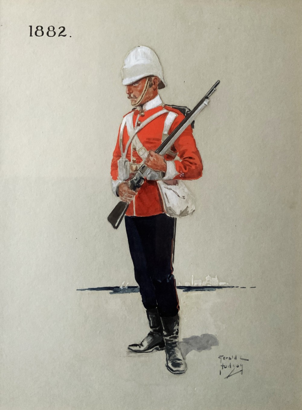 Military Watercolour Portrait Painting 1882 British Soldier (1 of 6) View II