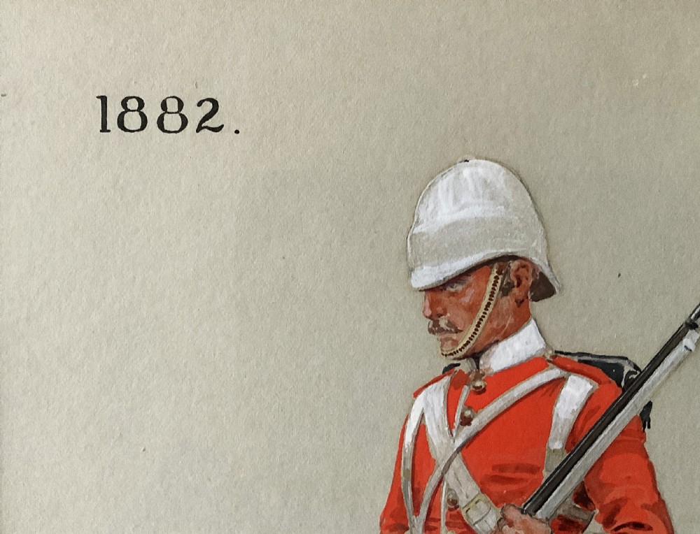 Military Watercolour Portrait Painting 1882 British Soldier (1 of 6) View IX