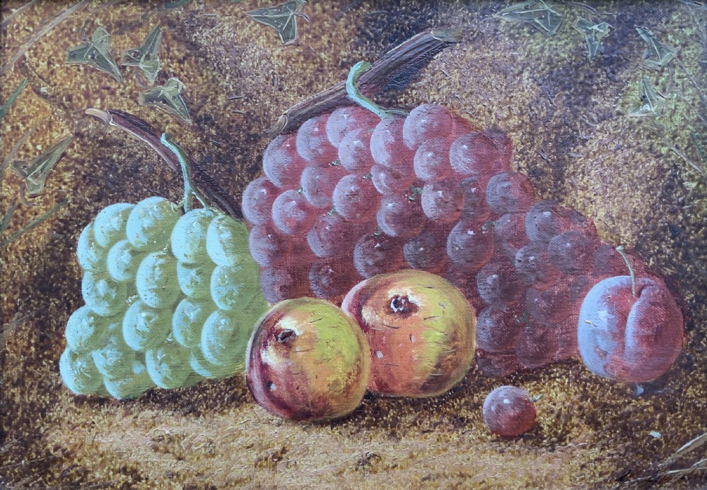 Antique Fruit Still Life Oil Painting Early 20th-Century Grapes & Apples View II