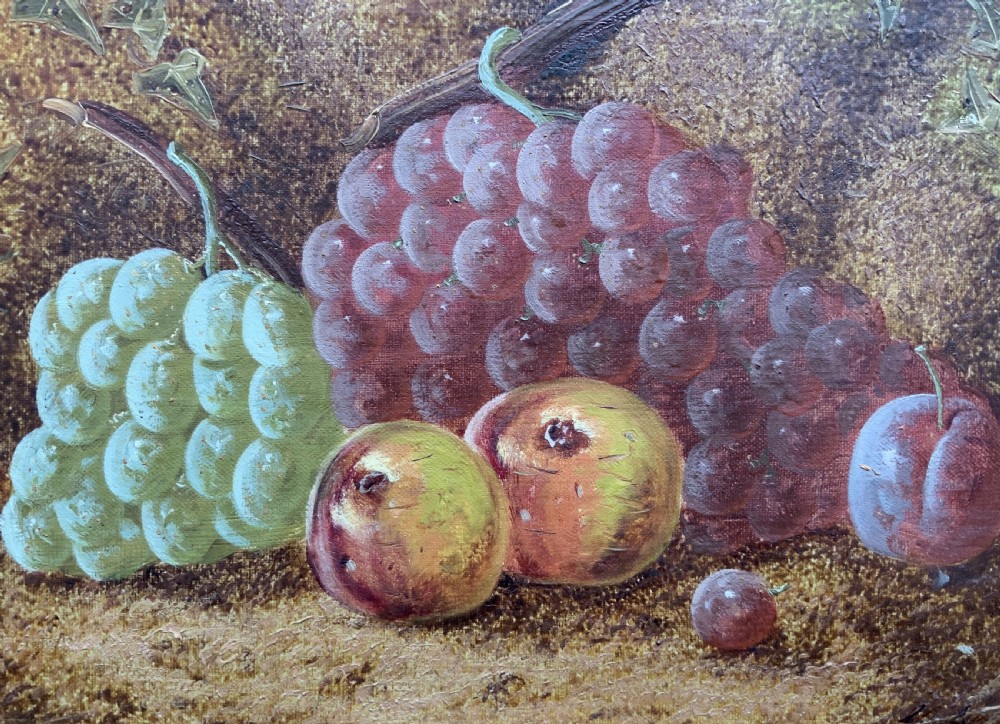 Antique Fruit Still Life Oil Painting Early 20th-Century Grapes & Apples View III