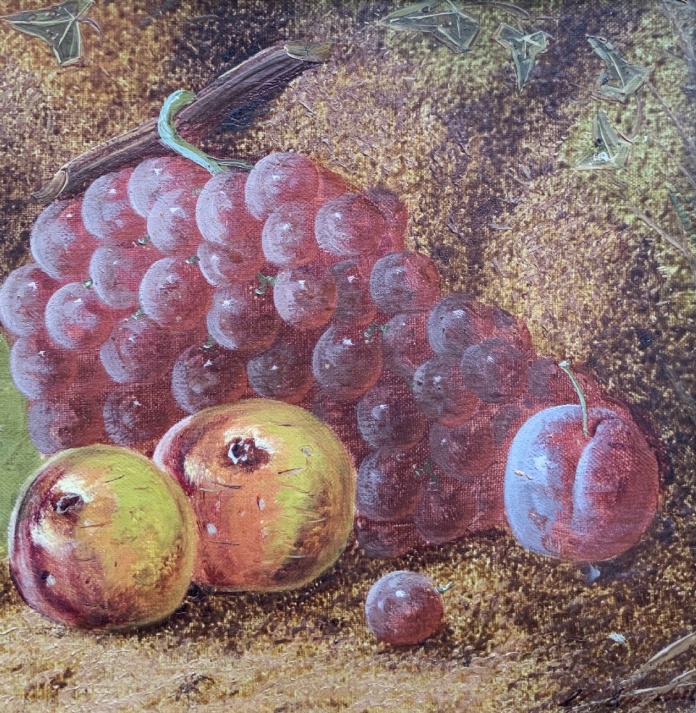 Antique Fruit Still Life Oil Painting Early 20th-Century Grapes & Apples View IV