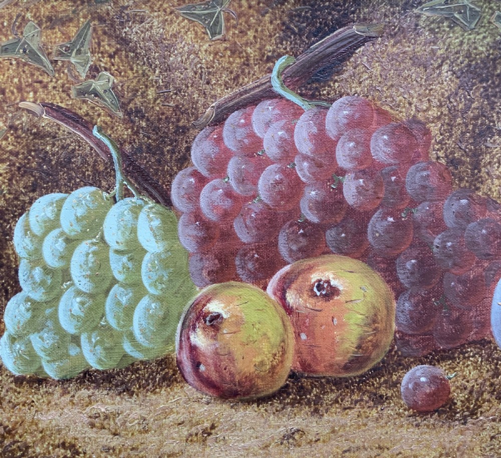 Antique Fruit Still Life Oil Painting Early 20th-Century Grapes & Apples View V