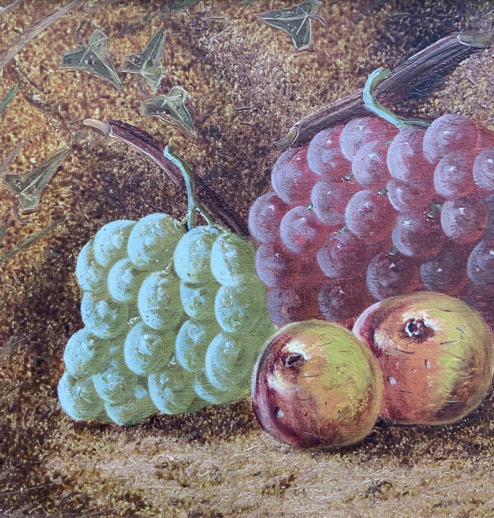 Antique Fruit Still Life Oil Painting Early 20th-Century Grapes & Apples View VI