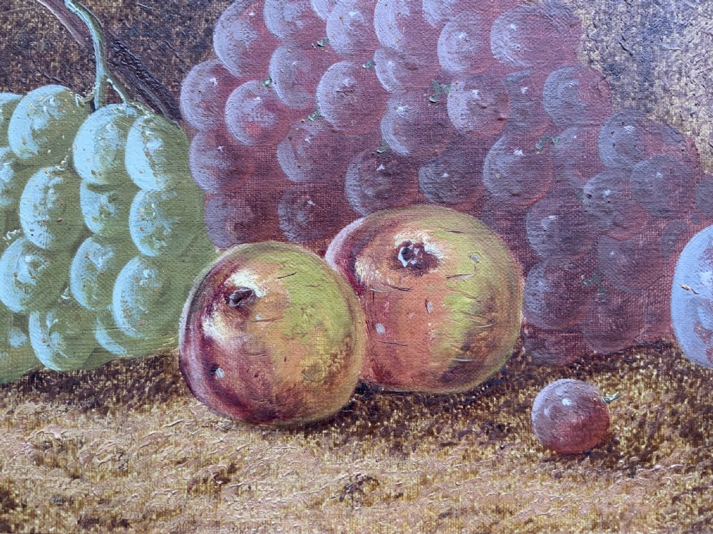Antique Fruit Still Life Oil Painting Early 20th-Century Grapes & Apples View VII