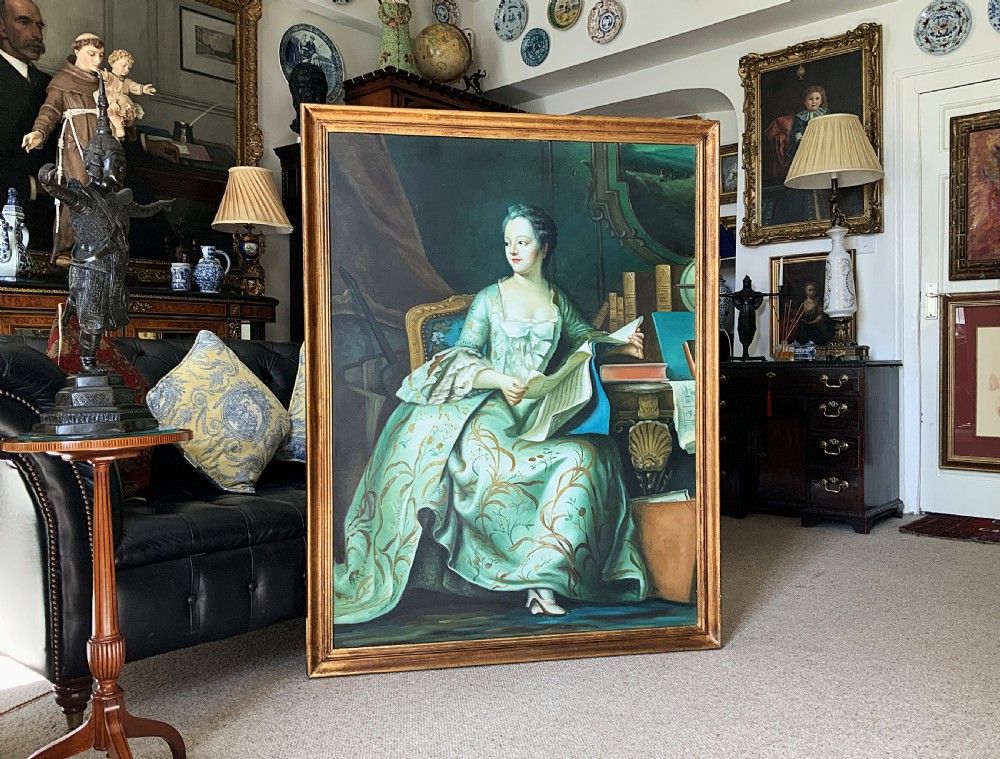 Large Magnificent Oil Portrait Painting 18thC Georgian Style Antique (2 of 2) View XII