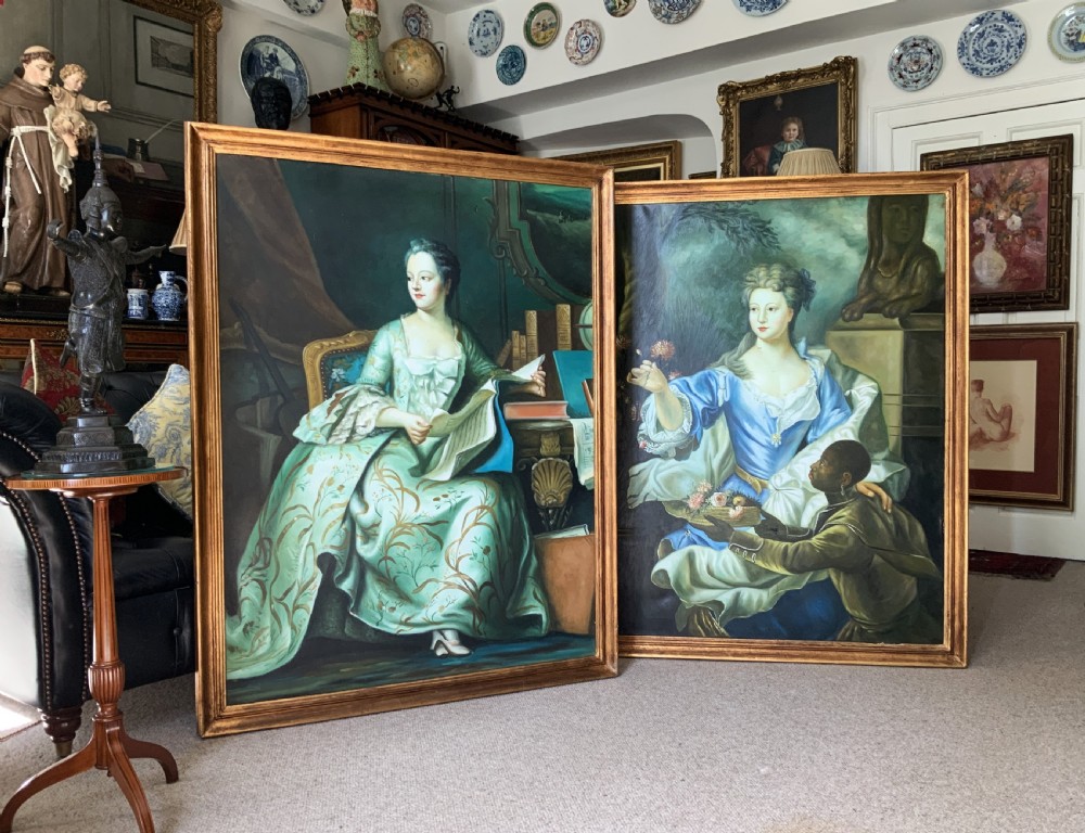 Large Magnificent Oil Portrait Painting 18thC Georgian Style Antique (2 of 2) View XIII