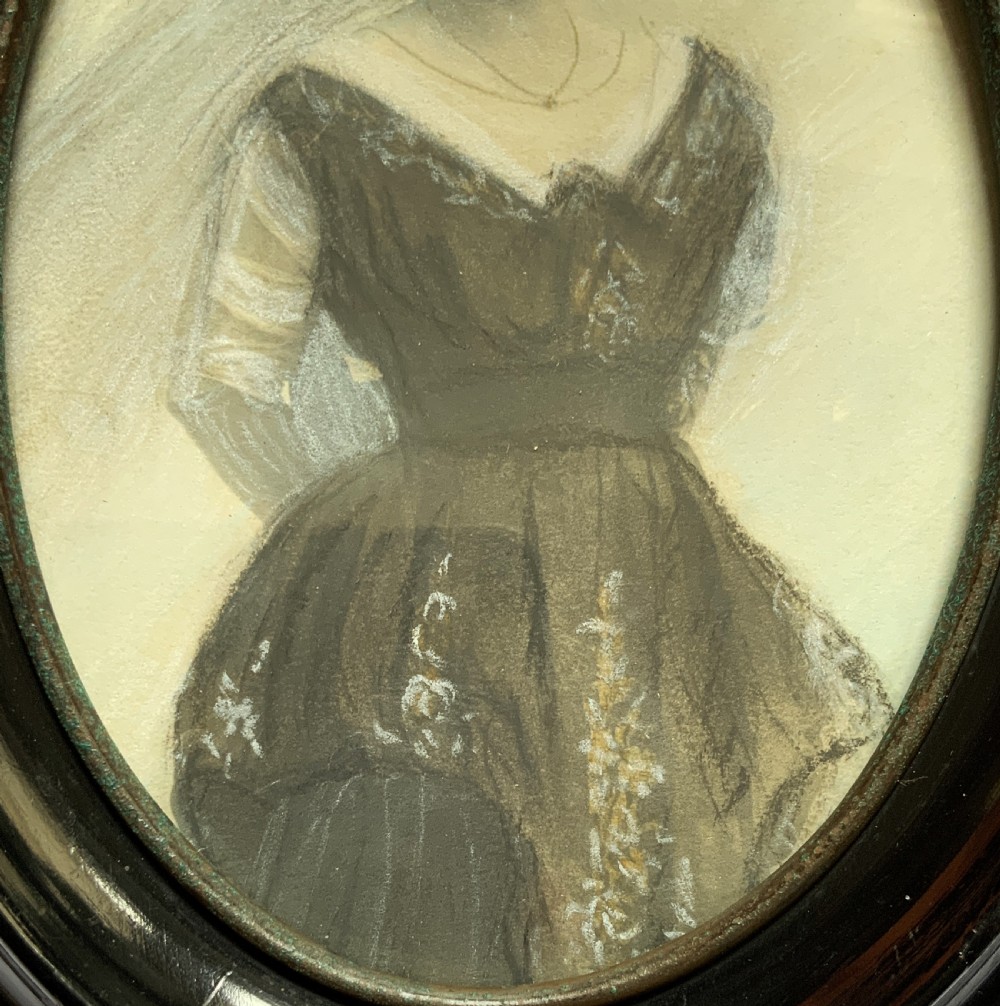 Miniature Victorian Portrait Painting Oval Watercolour & Pastel x2 Paintings! View V