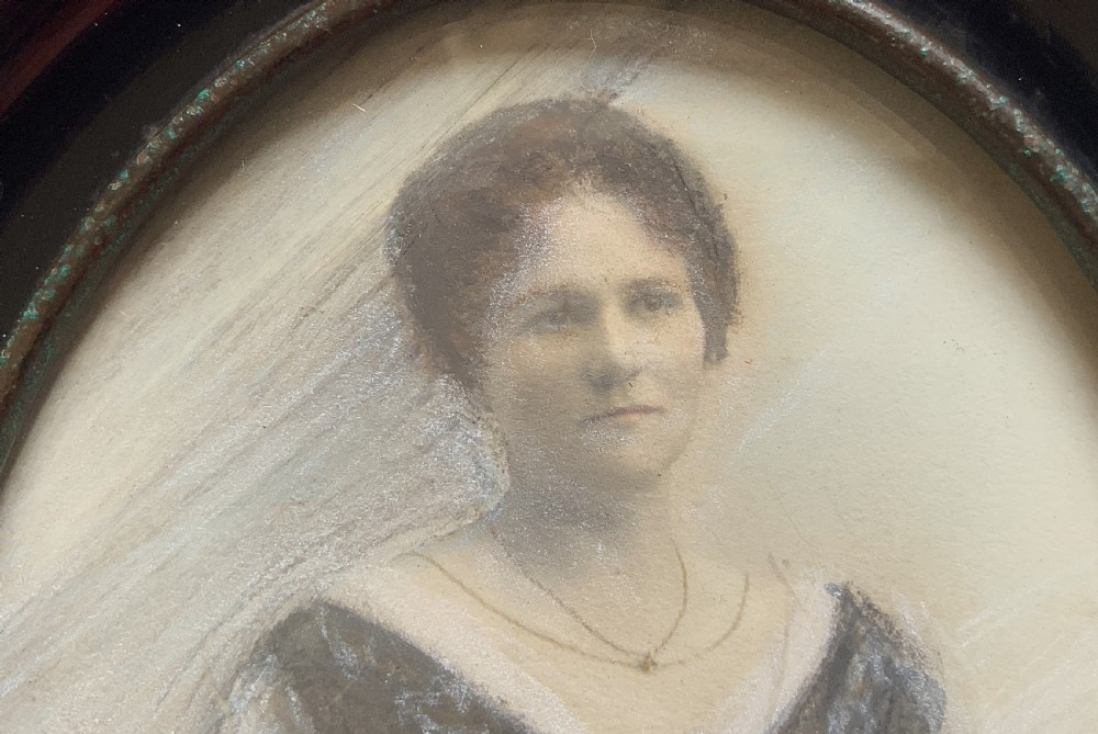 Miniature Victorian Portrait Painting Oval Watercolour & Pastel x2 Paintings! View VI