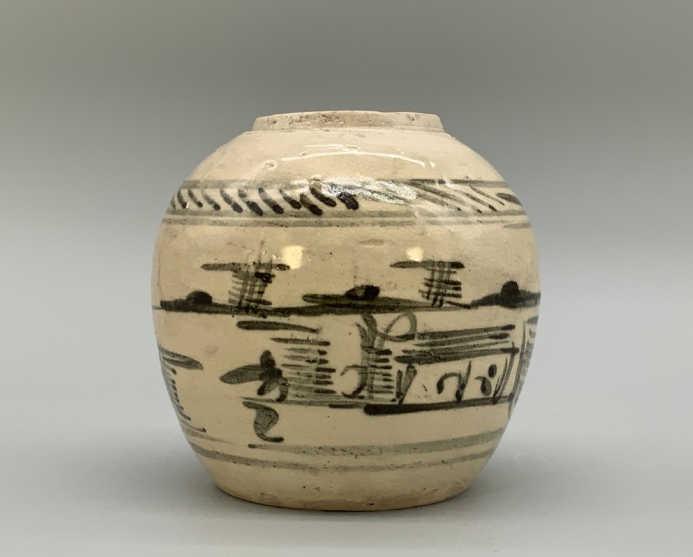 Original 17th-Century Chinese Ming Dynasty Provincial Pottery Ginger Jar (Guan) View III