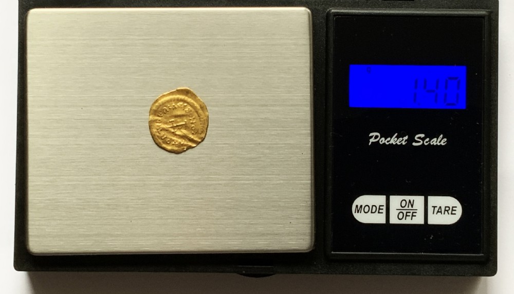Gold Byzantine Tremissis Coin Emperor Tiberius II Constantine (578-582 AD) View VI