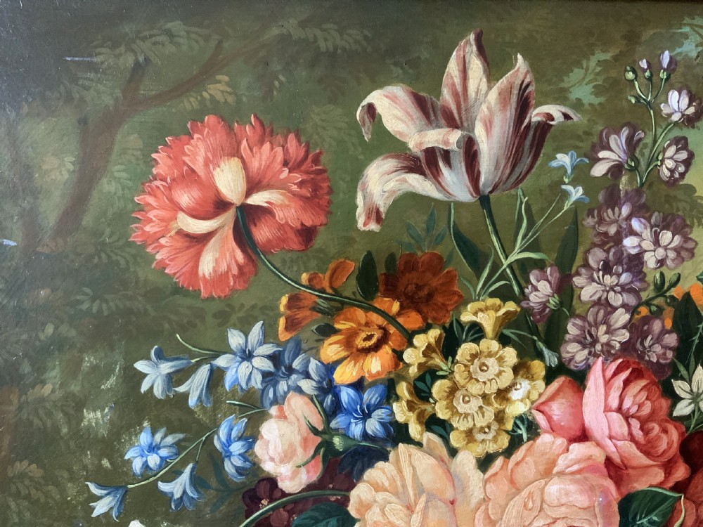 Antique Still Life Oil Painting Flowers & Butterfly By Henry Farmer (1868-1934) View VIII