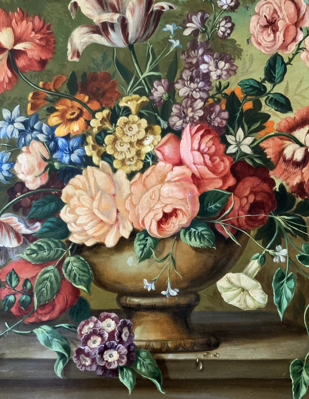 Antique Still Life Oil Painting Flowers & Butterfly By Henry Farmer (1868-1934) View XII