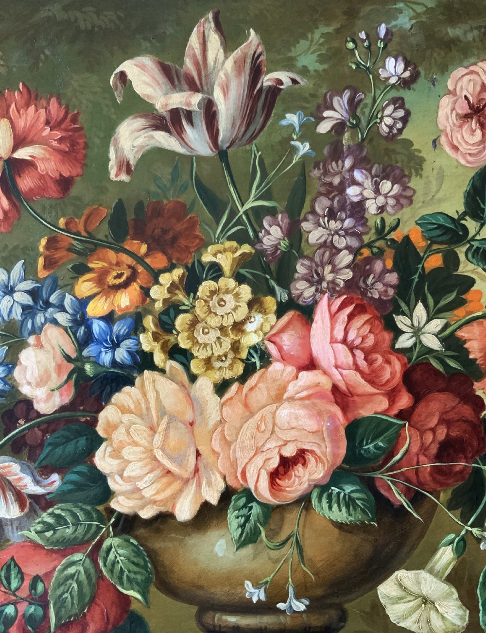 Antique Still Life Oil Painting Flowers & Butterfly By Henry Farmer (1868-1934) View XIII