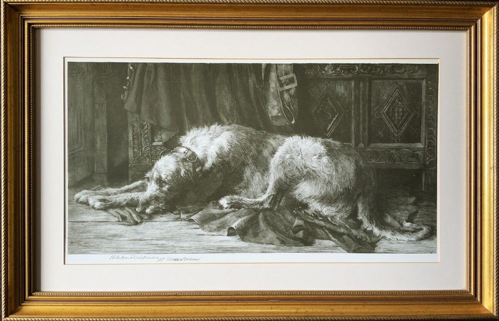 Herbert Thomas Dicksee (1862-1942) Signed Artist Etching Hunting Hound