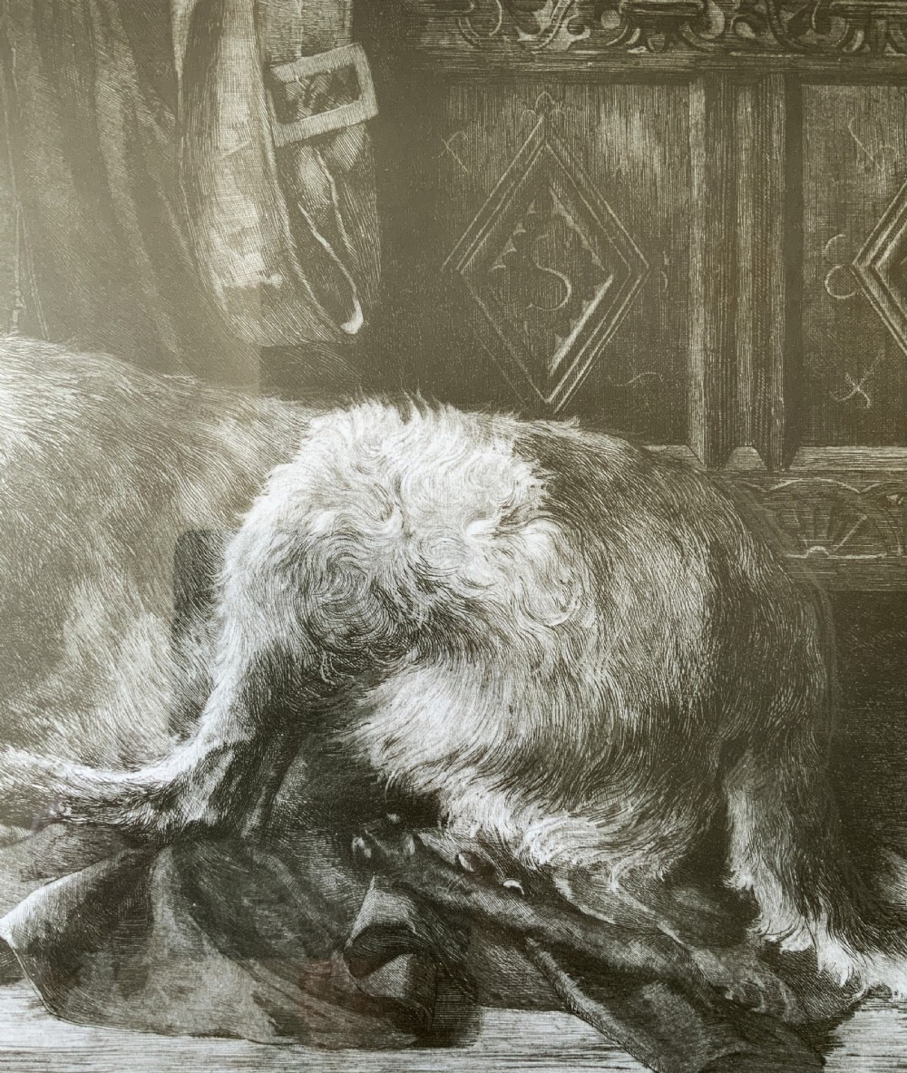 Herbert Thomas Dicksee (1862-1942) Signed Artist Etching Hunting Hound View VII