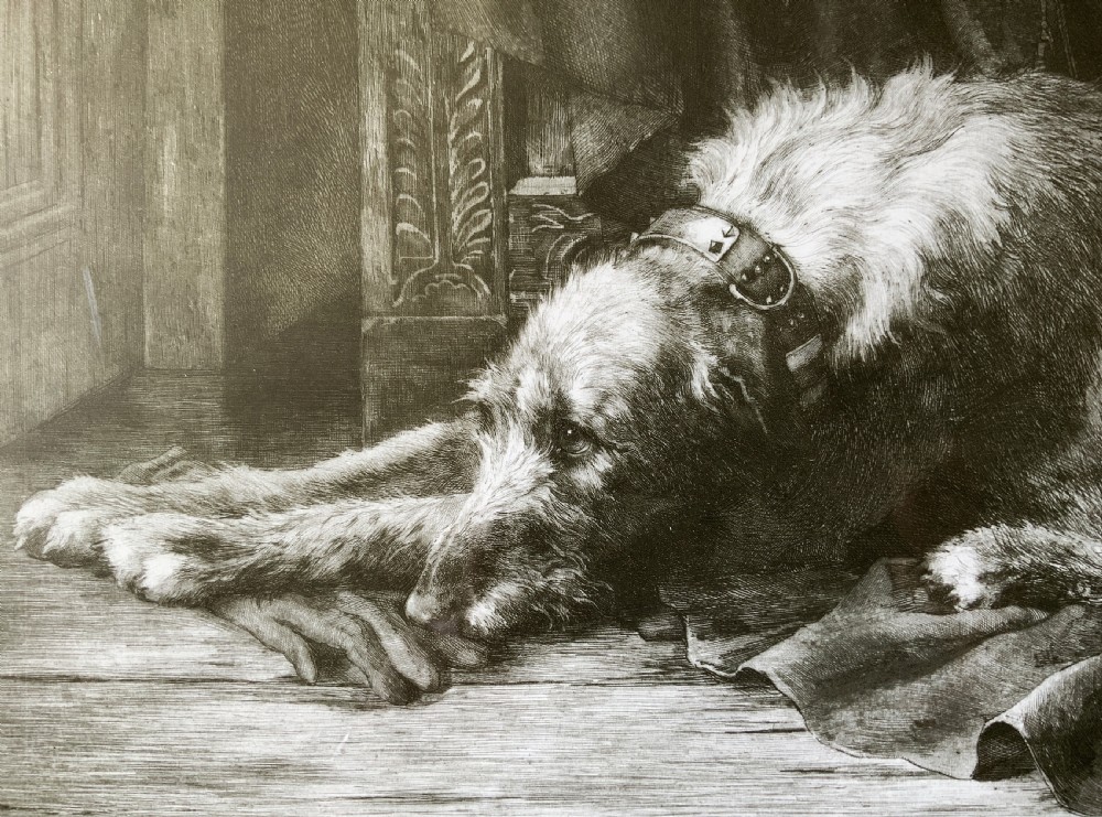Herbert Thomas Dicksee (1862-1942) Signed Artist Etching Hunting Hound View IX