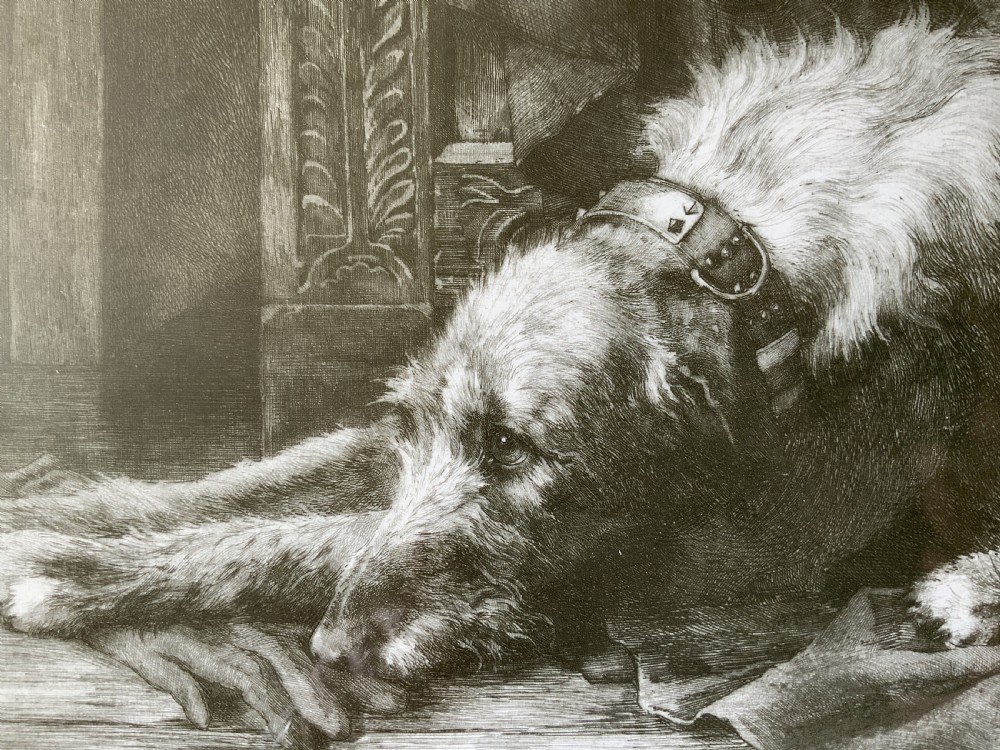 Herbert Thomas Dicksee (1862-1942) Signed Artist Etching Hunting Hound View X