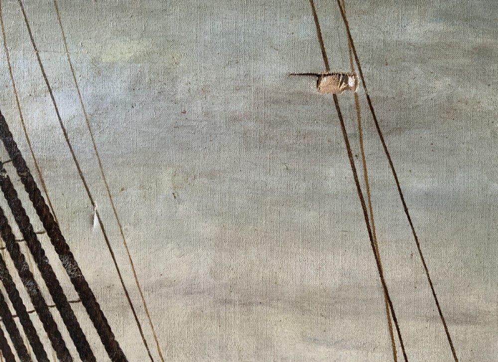 A large horizontal oil painting depicting Napoleon Bonaparte standing on a wooden ship deck surrounded by naval staff. View XIV