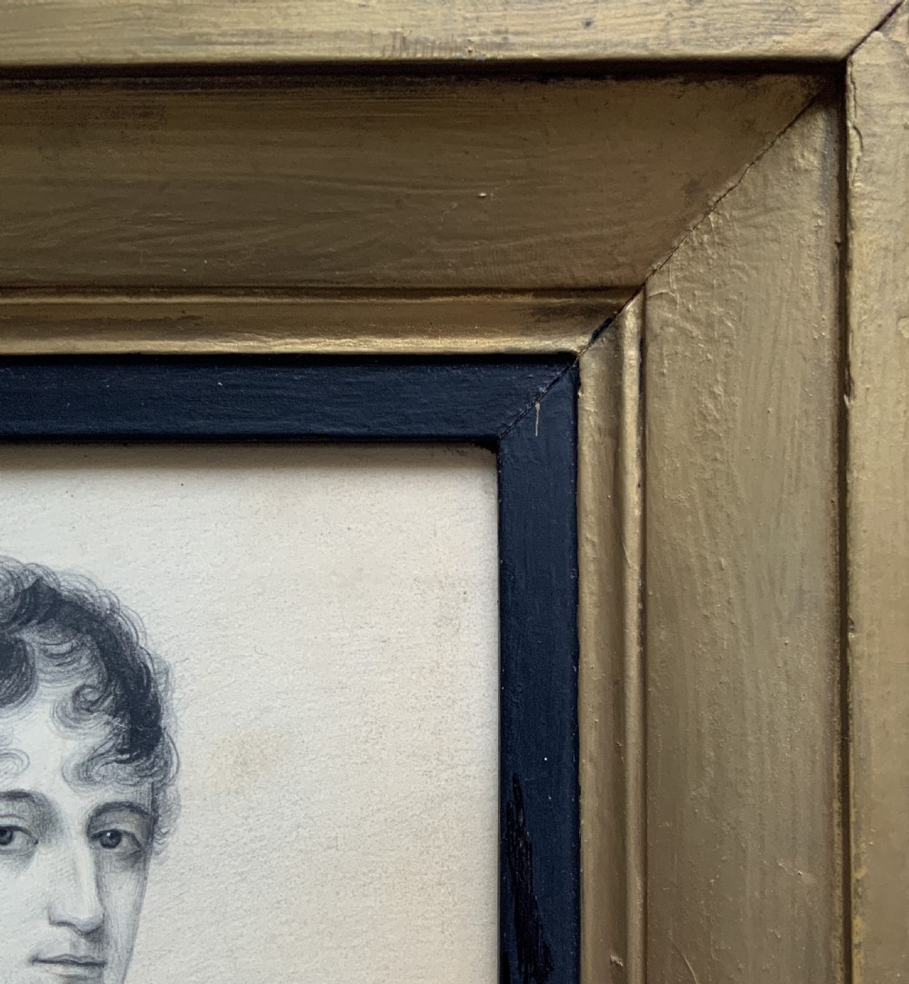 Miniature Georgian Portrait Painting Pencil & Gouache Drawing c. 1810 View VIII